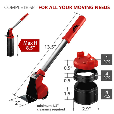 Premium Furniture Lifter Tool With 8.5 Inch Adjustable Height For Easy Heavy Furniture Lifting, Appliance Jack Lets You Move Sofas, Beds, And Couches Without Strain Or Scratches, No Sweat
