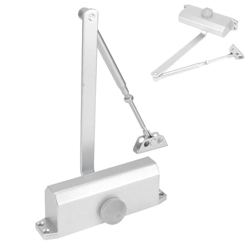 Aluminum Hydraulic Door Closer And Stopper With 180 Degree Positioning For Indoor Outdoor Use, Smooth Quiet Close For Metal Wood And Fire Doors, Handles Up To 65KG Load, Easy Install, Durable