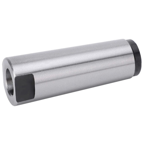 Morse taper drill sleeve MT4-MT2; steel cylindrical adapter with through bore for lathe and milling.