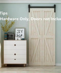 Bi Folding Sliding Barn Door Hardware Kit For Double 16 Inch Bifold Doors with matte black rollers and wall mount.