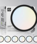 Nine Inch Round Flush Mount LED Light 18W 1460 Lumens Tri Color 3000K 4000K 5000K Dimmable 120V Ultra Slim Ceiling Lamp