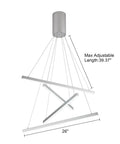 Modern LED Linear Pendant Chandelier With Dimmable Four Lights, Adjustable Wire Design For A DIY Custom Look, Cool White 6000K