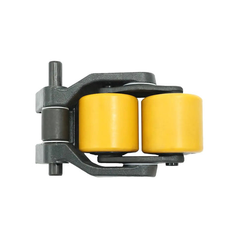 Heavy Duty Forklift Load Castor Bogie Assembly With Fiber Bush Replacement For Linde T20 T24 T30 N20 Part 1318501111 solid gear with yellow wheels.