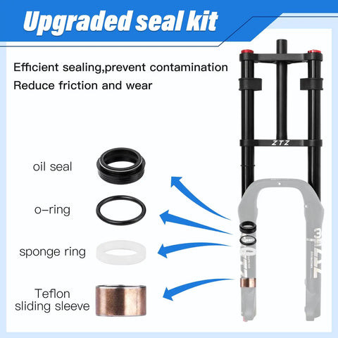 26 Inch Fat Tire Front Fork With Air Suspension For Mountain Bikes, 180mm Travel, upgraded seal kit components