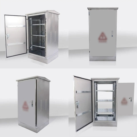 Weatherproof 304 Stainless Steel Electrical Enclosure Outdoor Box for Beefed Up Heavy Duty Junctions, IP55 Waterproof, Floor Mounted Cabinet, Durable Metal Electrical Cabinet, 60x90x45 cm, open and closed