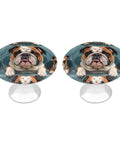 Funny English Bulldog Round Cabinet Knobs 2 Pack Stainless Steel Drawer Pulls with bulldog print