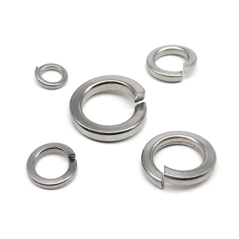 Assorted 304 Stainless Steel Spring Lock Washers With Elastic Gasket Ring Silver Finish