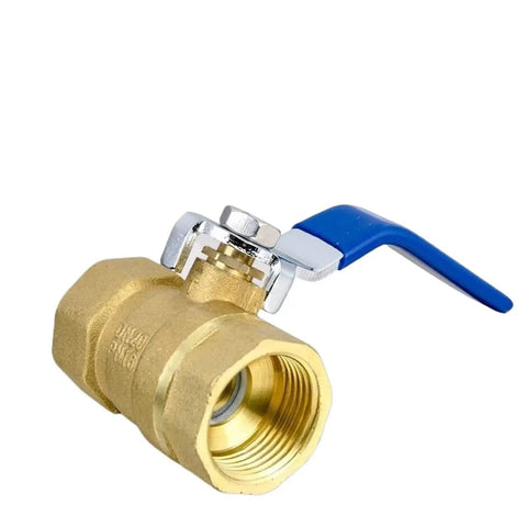 Heavy Duty Brass Ball Valve With Smooth Lever Handle Built For Straightforward One Quarter And Three Eighth Inch Pipe Hookups to regulate water flow