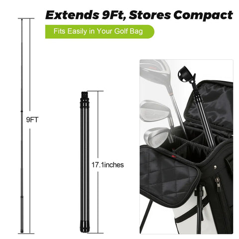 9Ft Telescopic Golf Ball Retriever With Carbon Fiber Shaft Ultra Lightweight And Durable Golf Ball Grabber And Picker Upper With Two Claw Sucker Tool For Water Retrieval Gift For Men And Women Golfers