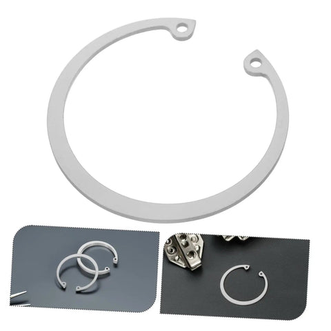 Close-up of a single component from the 5 Piece Stainless Steel C Clip Retaining Ring Kit for Grooved Shafts Easy Install Snap Ring Set