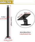 Step Up Your Game With These Next Level Wrought Iron Railing Spindles, Heavy Duty Floor Mount Posts, Rust Proof Powder Coated Finish, Set Of 10, Built Like A Tank For Stairs And Decks, 440 Lb Load Rating dimensions showing installation size and customizable height options of floor mount posts.
