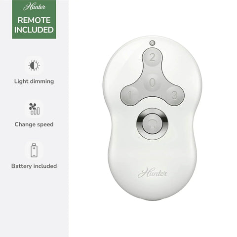 Remote control for 44 Inch Indoor Ceiling Fan With LED Light And Remote, white modern ceiling fan with four blades, standard mount.