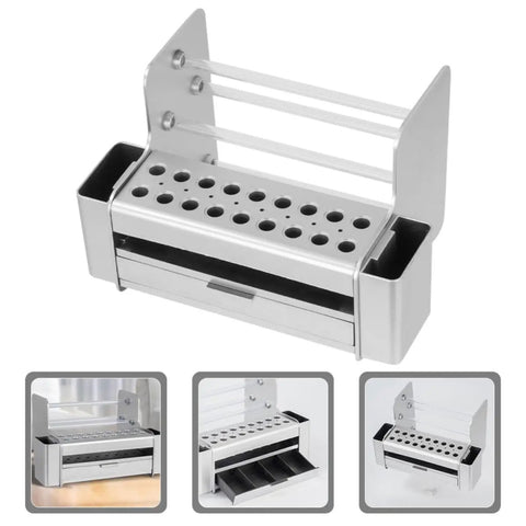 Solid Portable Desktop Tool Organizer Rack For Holding Screwdrivers And Tweezers Along With Silver Pvc Pe Build, top view.