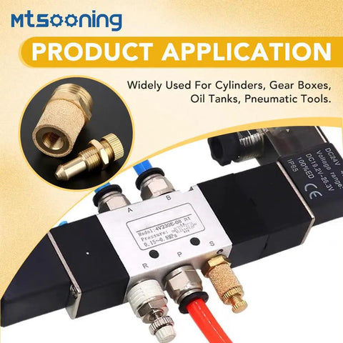 10 Pack 1/4 Inch Brass Pneumatic Mufflers To Quiet Down Loud Air Compressor Hiss Top Shelf Exhaust Silencer Filter With Bulletproof Build And Smooth Flow Control For Shop Gear with connectors and valves.