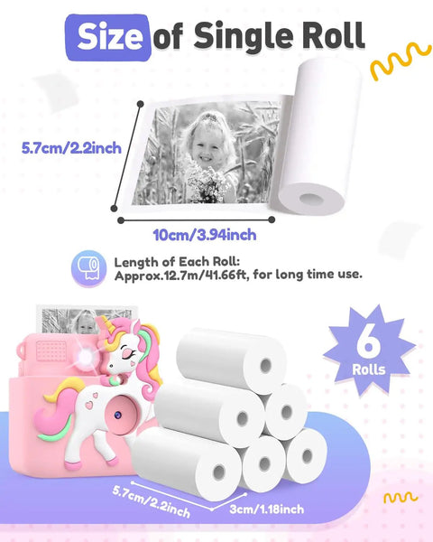 Photo Paper Refills For Kids Instant Print Camera Six Rolls Each 2.2 Inch By 41.66 Ft BPA Free Thermal Paper No Toner Required For Easy DIY Photo Printing And Craft Projects, 6 rolls