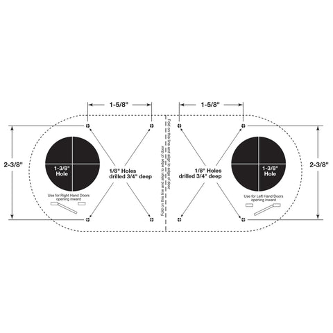 Installation diagram for Jimmy-Proof Deadbolt With Solid Bronze Alloy And Brushed Brass Finish, including drill hole sizes.