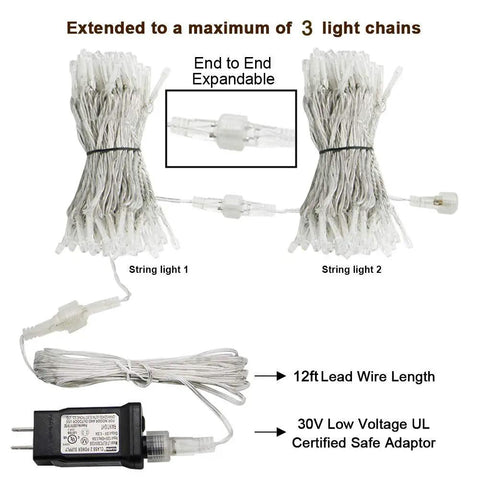 304 LED Curtain Lights Outdoor 9.8Ft By 9.8Ft With 8 Modes Plug In Connectable Fairy String Lights For Bedroom Dorm Backdrop
