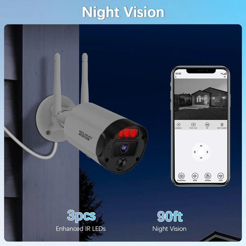 Outdoor Wireless Security Camera System With 90 Day Storage No Fuss Home Surveillance Setup night vision feature display