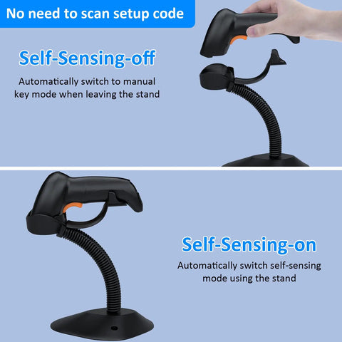 Bluetooth Wireless 2D Barcode Scanner With Auto Sensing Stand Hands Free Scanning When Placed On The Stand