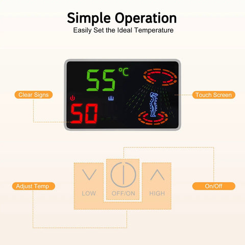 Space Saving Electric Tankless Water Heater With 4500 Watt Element Serving Straight Up Instant Hot Water For Shower Kit LED touch screen display.