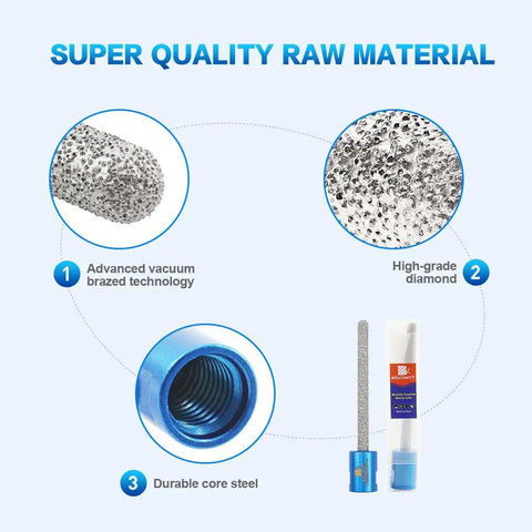 Go To Mortar Raking Bit For Tuck Pointing And Brick Removal, Pro Grade Vacuum Brazed Bit For Granite Marble Concrete Masonry Stone, Five Eighths By Eleven Thread, Five Sixteenths Inch By Four Inch Length, showing vacuum brazed technology and diamond finish.