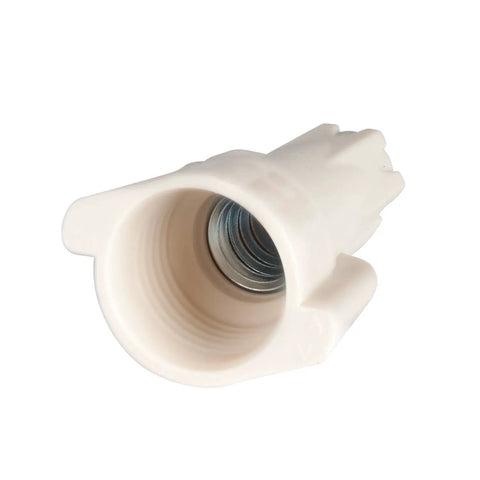 Heavy Duty Ultra Hex Lok Wire Connector Tan, zinc plated, for 22 to 8 AWG wiring, close-up view highlighting interior spring grip.