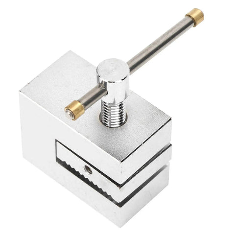 Beefy 500N Straight Single Tooth Clamp In Stainless Steel Push Pull Force Fixture For Tensile Testing, 4mm Opening, Rock Solid Clamp Strength, Durable Construction, Easy Operation, Perfect For Lab Tensile Tests on a white background