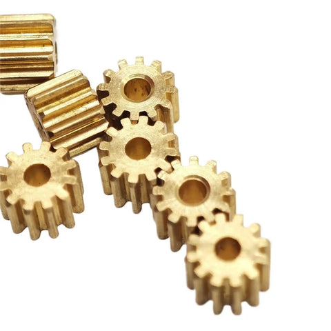 Bevel Gear Set Pack Of Five Brass Gears 0.5 Module 10 Teeth Pinion with Multiple Bore Sizes close-up view