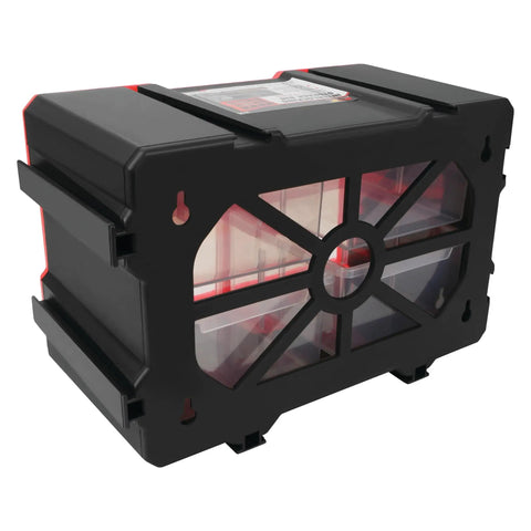 4 Drawer Interlocking Tool Storage Bin Organizer With Transparent Drawers Stackable And Mountable Vertically Or Horizontally