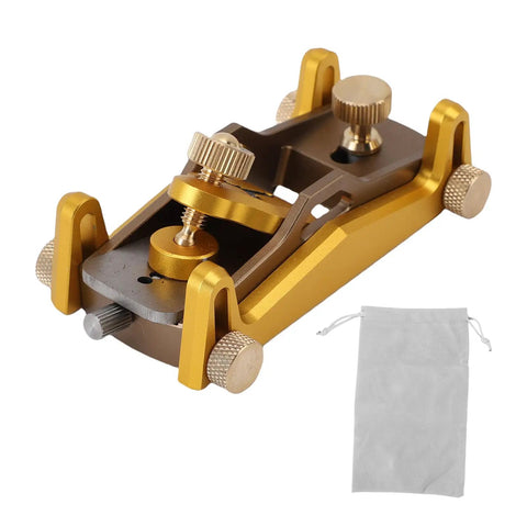 Heavy Duty Low Angle Hand Plane With Solid Aluminum Body For Butter Smooth Planing And Razor Crisp Chamfering Adjustable Cutting Angles showing precision adjusters.