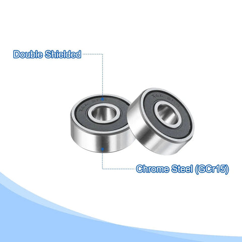 R4A 2RS Deep Groove Ball Bearings One Quarter Inch Inner Diameter Three Quarter Inch Outer Diameter Nine Thirty Second Inch Height P5 ABEC Five Z3 Double Shielded Chrome Steel Five Pack For Engineering Machinery And DIY Projects, shown with double shield and chrome steel features.