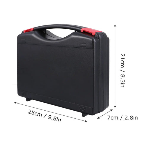 Grab And Go Heavy Duty Plastic Tool Box With Carry Handle, black PP plastic case, 25cm x 21cm x 7cm, ideal for gear sorting.