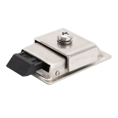 Heavy Duty Commercial Grade Stainless Steel Flush Mount Paddle Handle Lock Pair close-up showing the latch mechanism for easy installation.