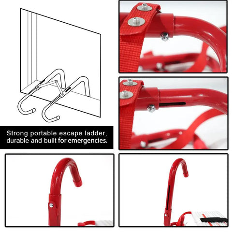 Emergency Portable Fire Ladder For Homes And Apartments, 2 Story Safety Stair With Anti Slip Rungs And Wide Steps, 15 Foot Foldable Design