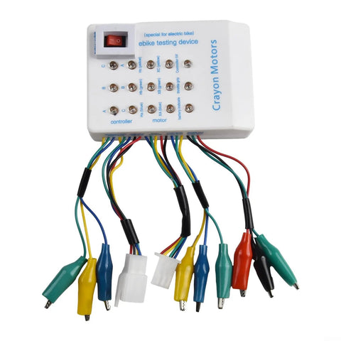 Tough As Nails ABS Shell Brushless Motor Controller Tester For Ebikes With Hall Sensor Detector showing wiring leads for diagnostics.