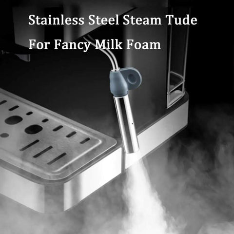 Straight Up Bean To Cup Semi Automatic Espresso Maker With Inline Milk Frother For Silky Lattes And Perfect Flat Whites Brushed Stainless Steel Build steam tube for milk foam close-up