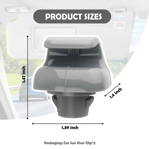 Product image showing dimensions of 2 Pack Sun Visor Clip Replacement For Honda Cars OEM Style Clip Hook in a vehicle interior.