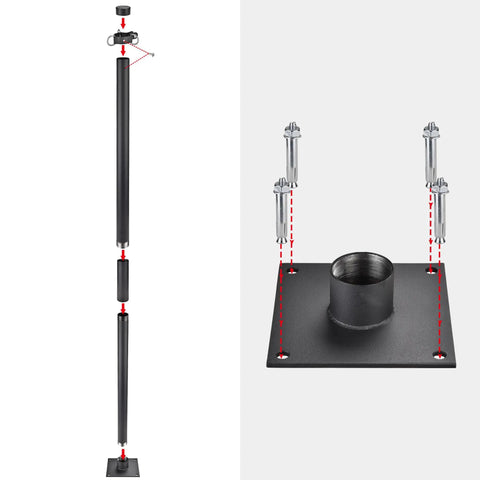 8 Ft Heavy Duty Shade Sail Pole With Windproof Bracket And Connecting Kits For Canopy, Awning, Tent, Tarp, Deck, Patio And Garden Use In Durable Weather Resistant Black Iron To Level Up Your Outdoor Shade Game