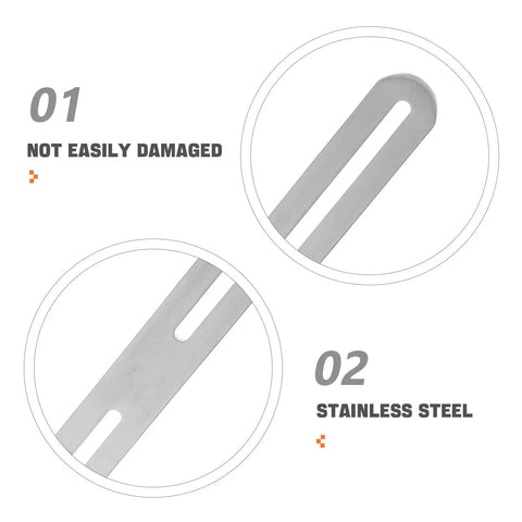 Close-up of Stainless Steel Furniture Brackets With Adjustable Installation Holes 2 Pack showing durability and slotted design.