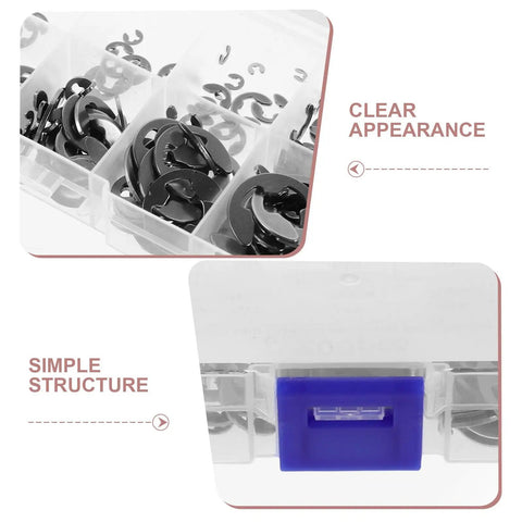 Stainless Steel Snap Ring Set With 10 Sizes From 1.5mm To 10mm And A Sturdy Plastic Storage Box For Easy Organization DIY Projects And Pro Grade Work Daily, clear case view