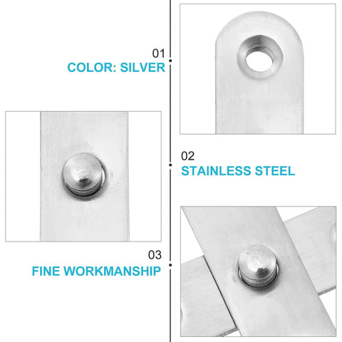 Close-up of stainless steel components from the 6-Piece Stainless Steel Rotation Door Hinges Set With Free Rotation And No-Hassle Install.