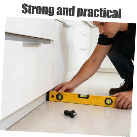 Person using a level with Metal Cabinet Door Repair Pins Kit With Spring Loaded Shaft Pins For Sliding Doors And Furniture Hinges DIY.