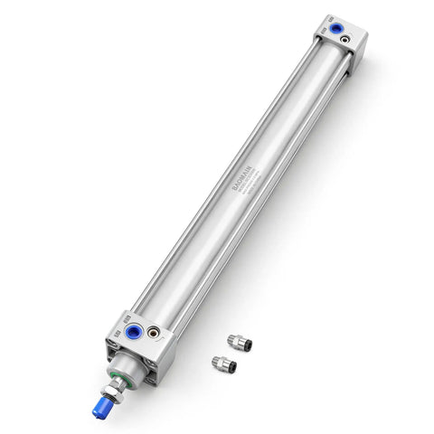 Heavy Duty Pneumatic Air Cylinder 32 mm Bore 500 mm Stroke Double Acting Single Rod With M10x1.25 Threaded Rod And Two Push In Fittings