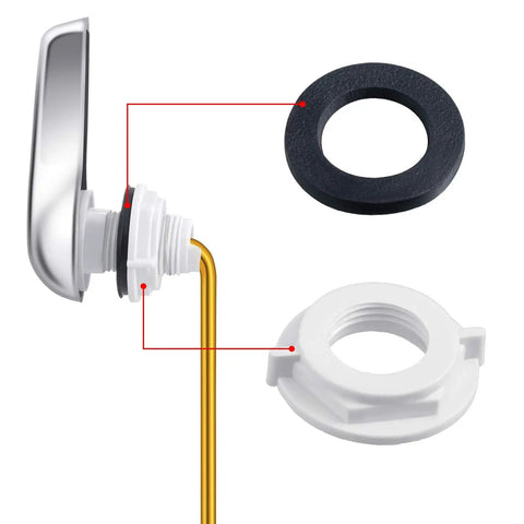 Universal 2 Inch Toilet Flapper Replacement Kit With Lever Handle Flapper And Stainless Steel Chain 4 Pack Black in parts view