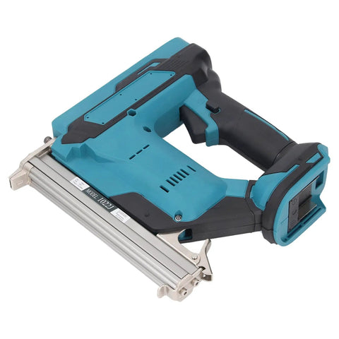 Heavy Duty Cordless Brad Nailer Battery Powered With 100 Nail Capacity drives 10 to 30 mm straight pins shown from a side angle.