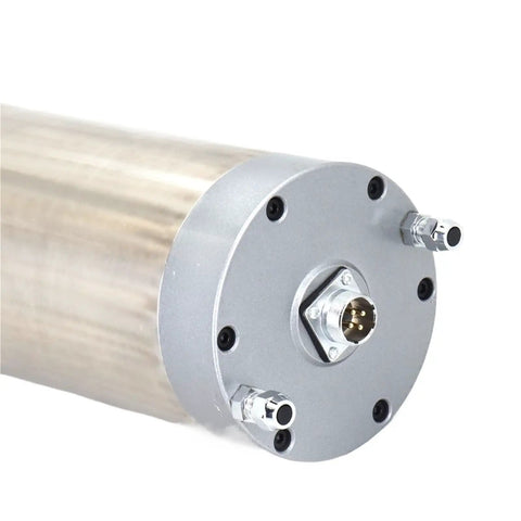 Close-up of Plug And Play CNC Spindle Motor 6kw Water Cooled System with smart inverter driver for milling machines.