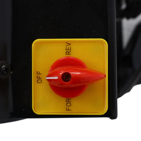 Heavy Duty Electric Drain Snake With Sixty Foot Flex Cable And Foot Switch motor control switch showing OFF, FOR, REV options.