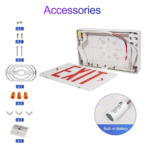 Red LED Exit Sign With Battery Backup Hardwired Emergency Exit Light UL Listed For AC 120/277V 6 Pack Commercial Emergency Lighting items