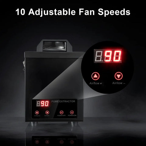 Solder Fume Extractor With Strong 200m3h Suction, H13 HEPA Filtration, Odor Removal, control panel with airflow display