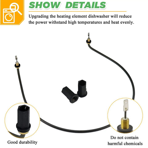 Dishwasher Heating Element For Whirlpool Kenmore Amana Maytag Flexible Bendable Metal That Heats Water And Boosts Drying
